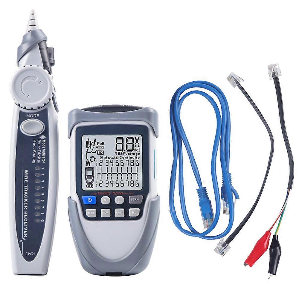 Network Cable Tester LCD Digital Wire Tracker Continuity Battery Voltage Polarity Checking POE Test Cable Tester with Flashlight