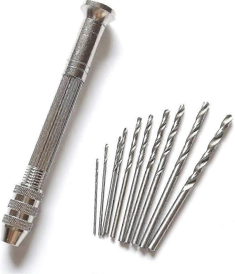 Mini Hand Drill With 10 Puppet Micro Twist Bits (0.8-3.0mm) Rotary Tools Hobby Tools