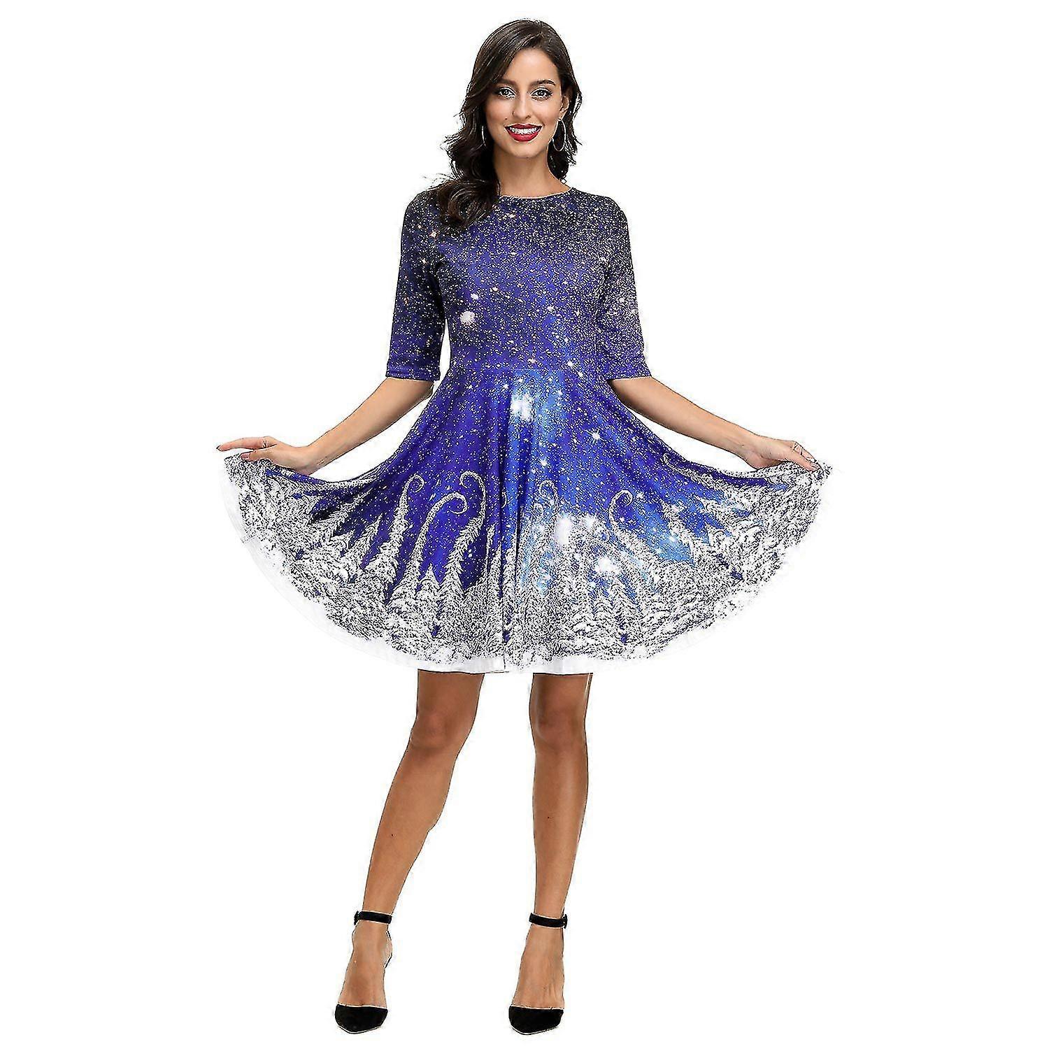 Julekjole med slanke ermer for kvinner