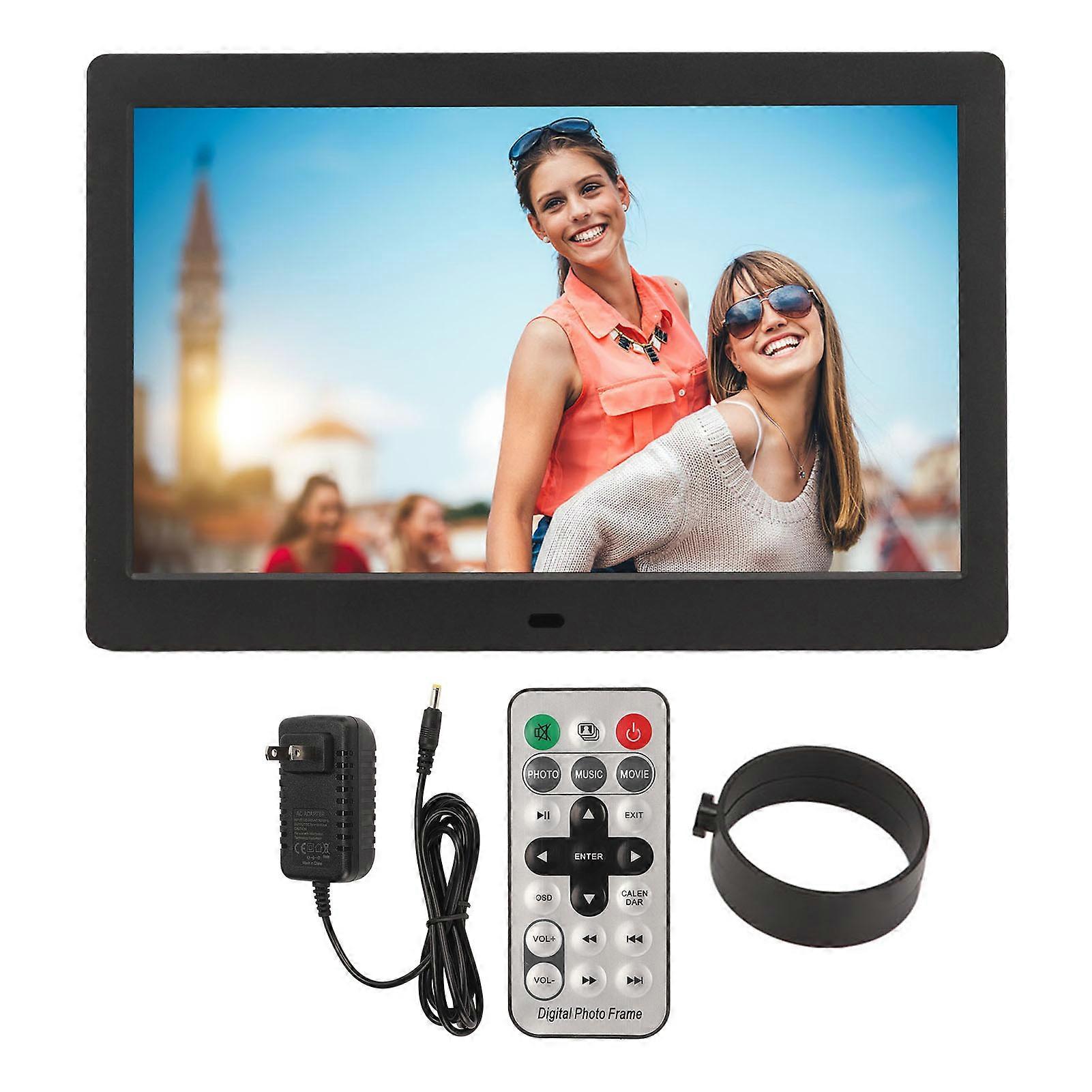 Cadre Photo Numérique 10 pouces LCD Écran HD Support Vidéo Horloge Calendrier avec Télécommande 100 ?240V US Plug