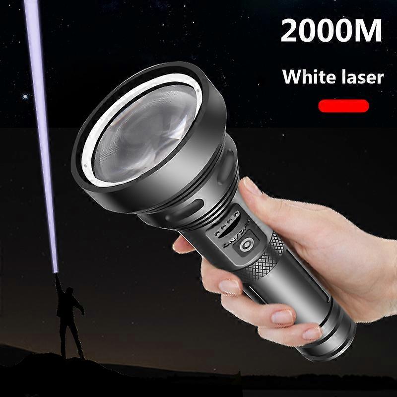 2000 Meter 20,000,000LM Powerful White Led Flashlight Zoomable Torch Hard Light Self Defense 18650 26650 Battery Lantern