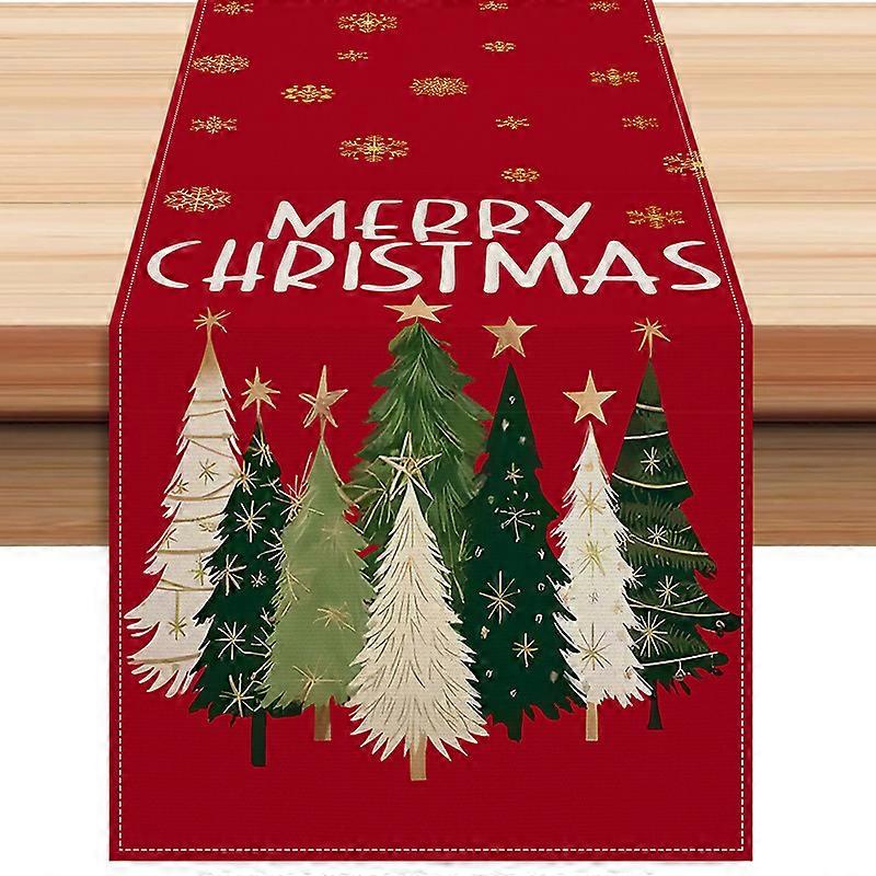 Christmas Table Runner 13x72 Inch, Xmas Trees Snowflakes Winter Holiday Decorative