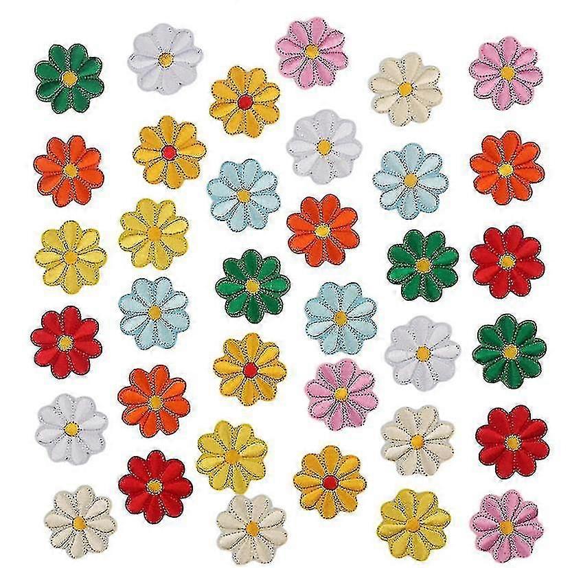 36pcs Appliques de fleurs Patchs Repassage Patch brodé Couleur mélangée