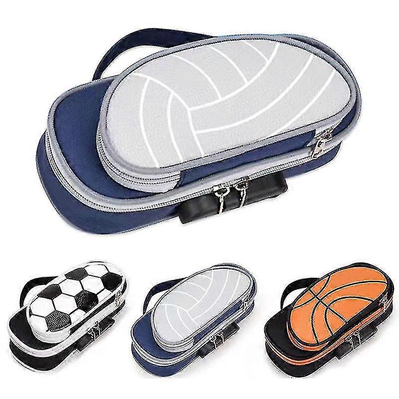 Lápis Case 2 Compartimentos de Zíper Combinação Antirroubo Lock Grande Bolsa de papelaria para crianças escola adolescentes (futebol / basquete / vôlei / base
