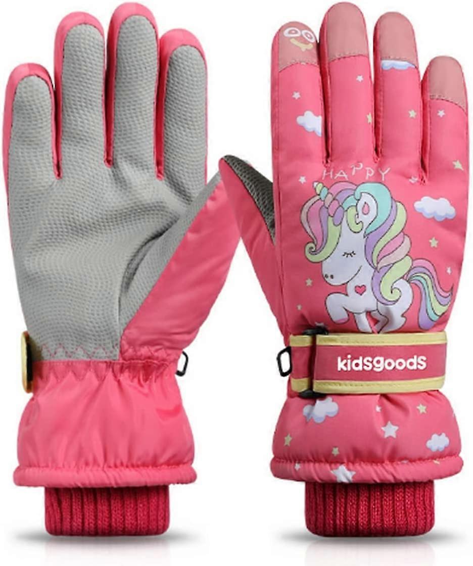 AOOPOO Kids Ski Gloves Winter Warm Snow Gloves Windproof Snowboard Mittens for 5~12 Years Old Boys Children Sport Gloves for Snowboard Skating Cycling