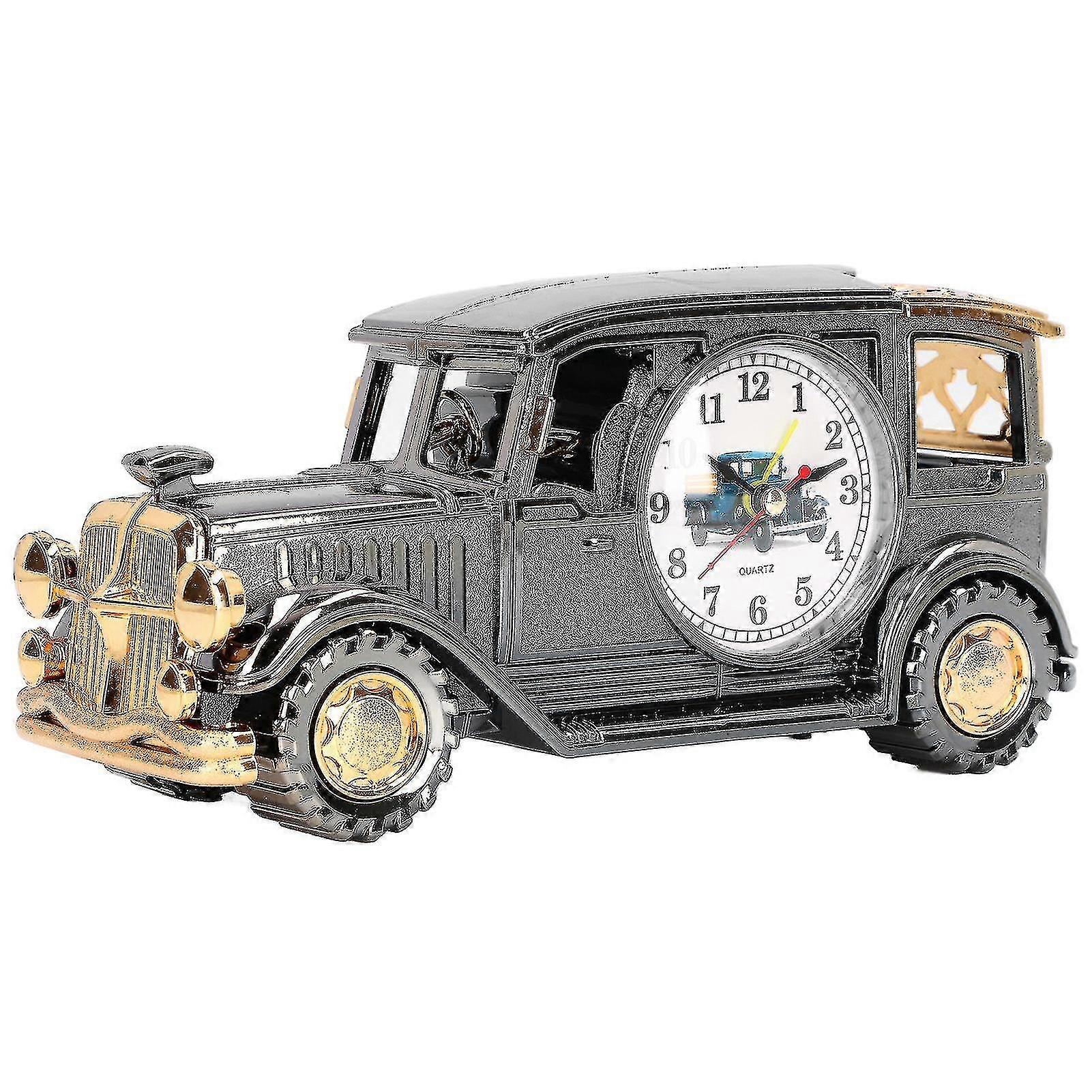 Alarm Clock Large Dial Display Multifunctional Pen Holder Retro Car Model Children Clock