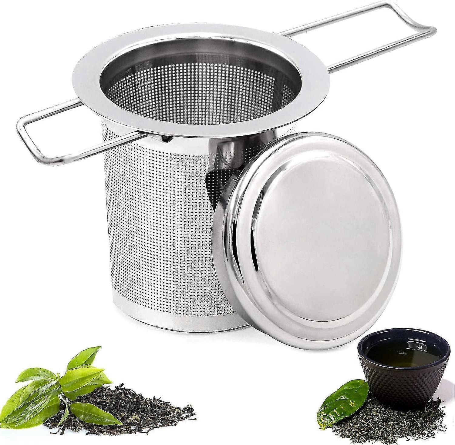Filtre th, filtre th en acier inoxydable, passoire th, infuseur th Filtre th avec couvercle, filtre trous fins, pliable