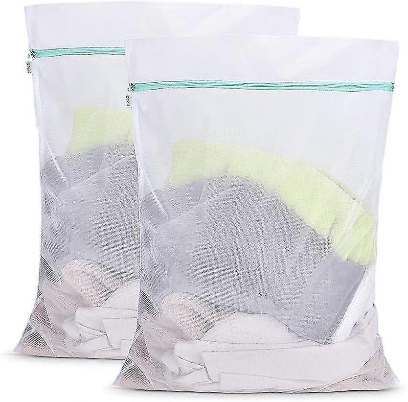 Lot de 2 sacs à linge extra larges en maille nid d'abeille, tissu durable, 90 x 110 cm