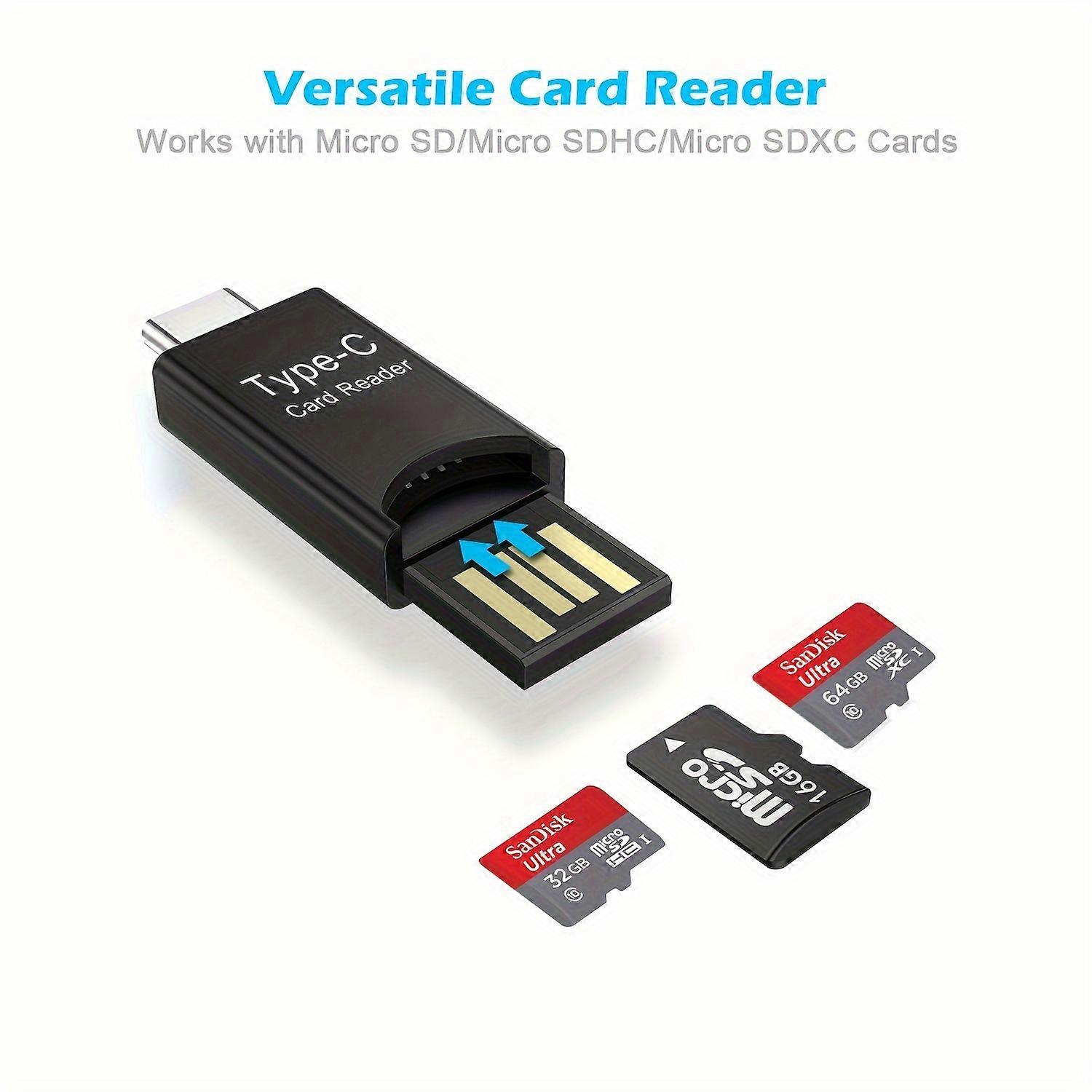 High-Speed Double Type C and USB Card Reader for MicroSD Card - Transfer Data Quickly and Easily