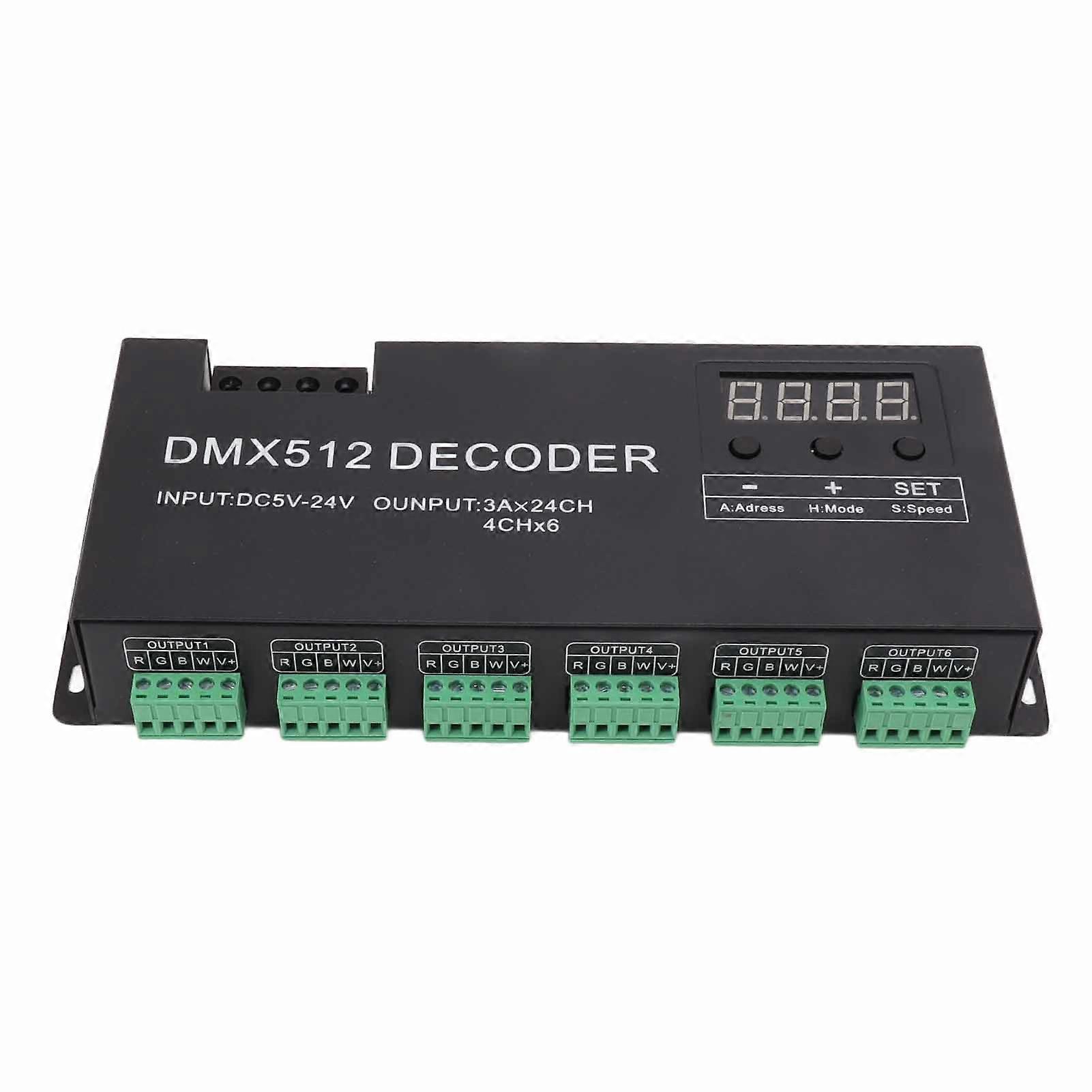 24-Channel DMX Decoder LED Controller for Stage RGBW Dimming - DMX512 ABS DC 5-24V