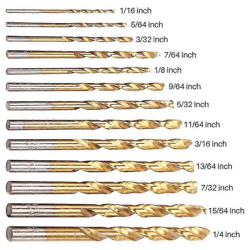 Titanium Nitride Coating Left Handed Drill Bit Set - 13pcs Tools Accessories