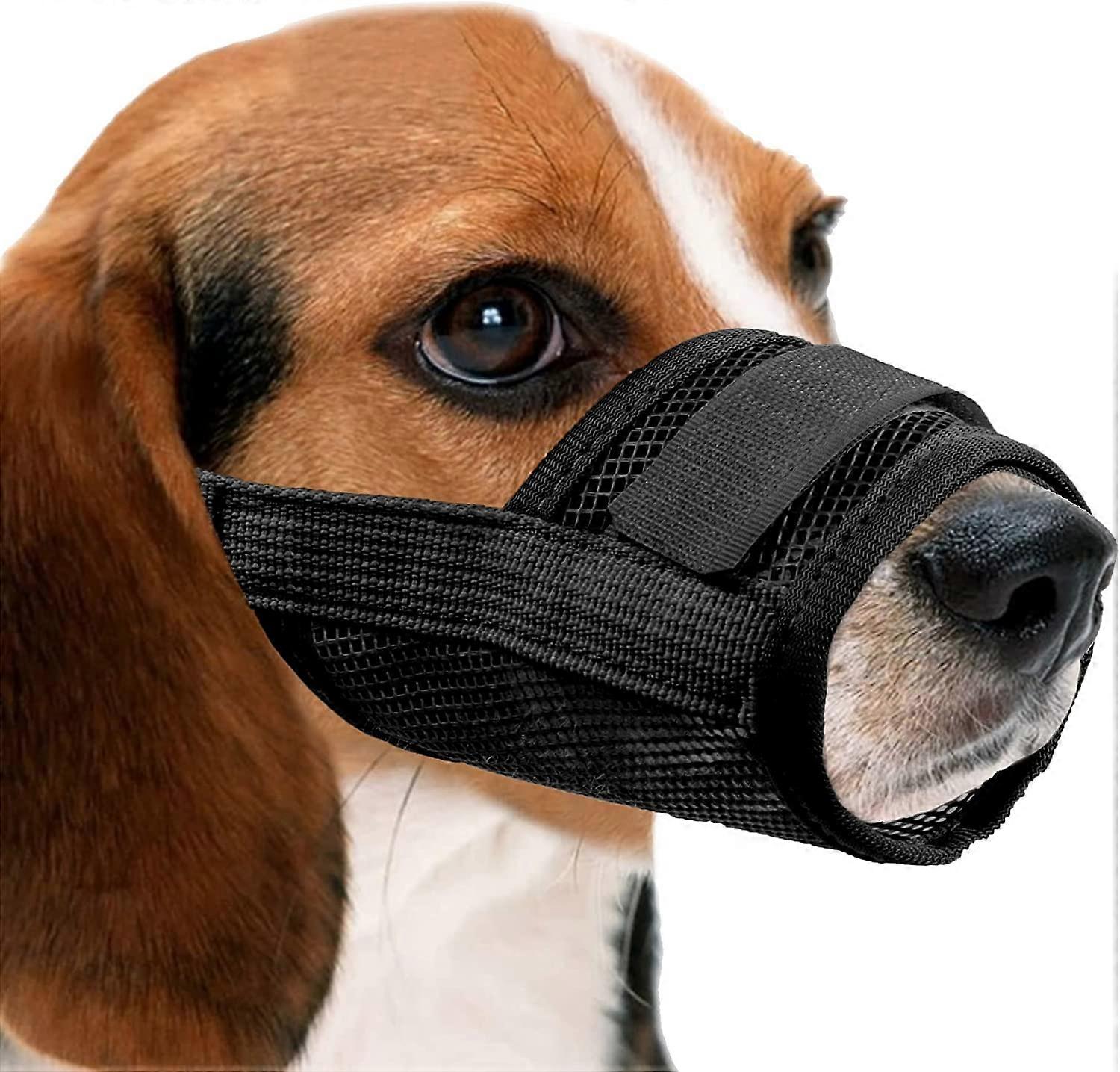 Breathable Adjustable Nylon Muzzle for Dogs(L, Black), Quick-Adjust Muzzle, Anti-Bark and Anti-Bite Muzzle