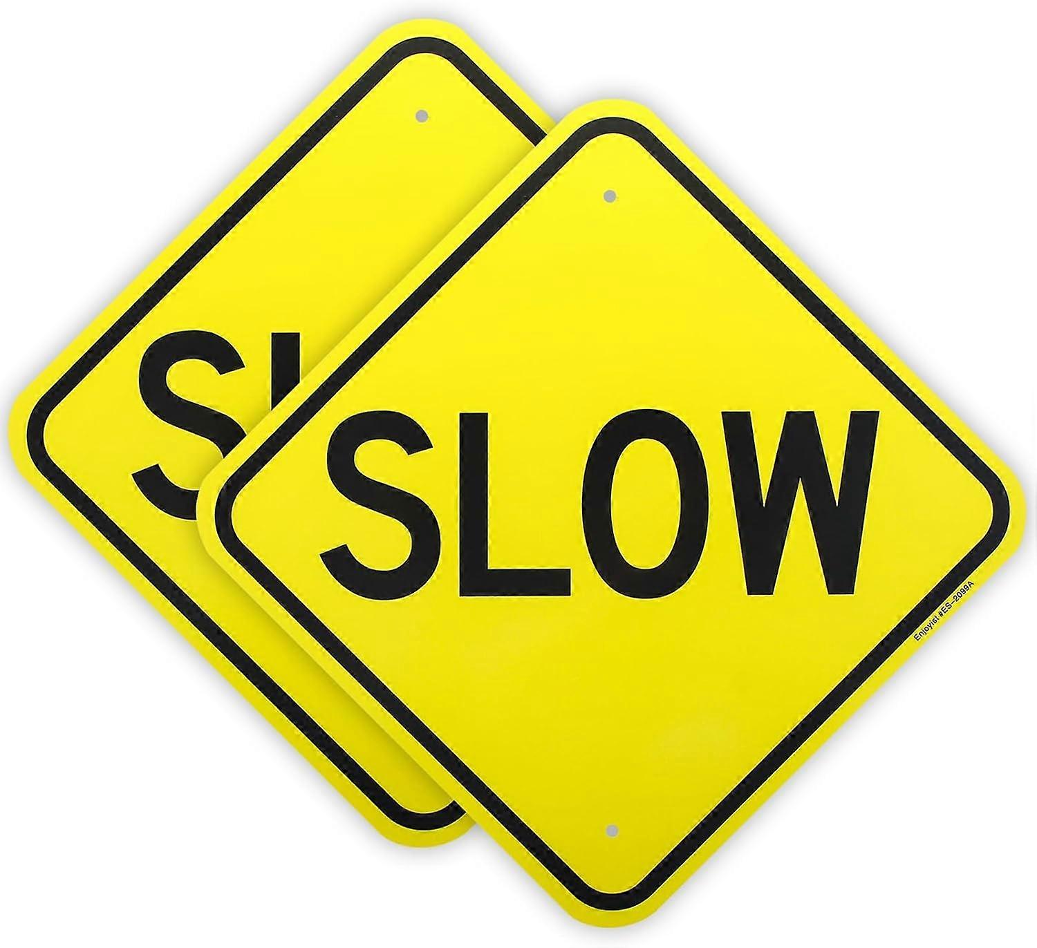2-Pack Slow Sign - 12" x 12" - .040 Rust Free Aluminum Reflective, UV Protected and Weatherproof