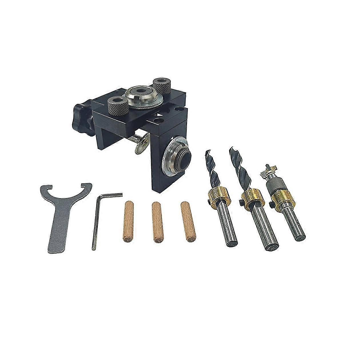 Carpenter's 3-in-1 Punch Locator Without Clamping Table Hole Opener Round Wood Tenon Tool Furniture Punch Locator Set