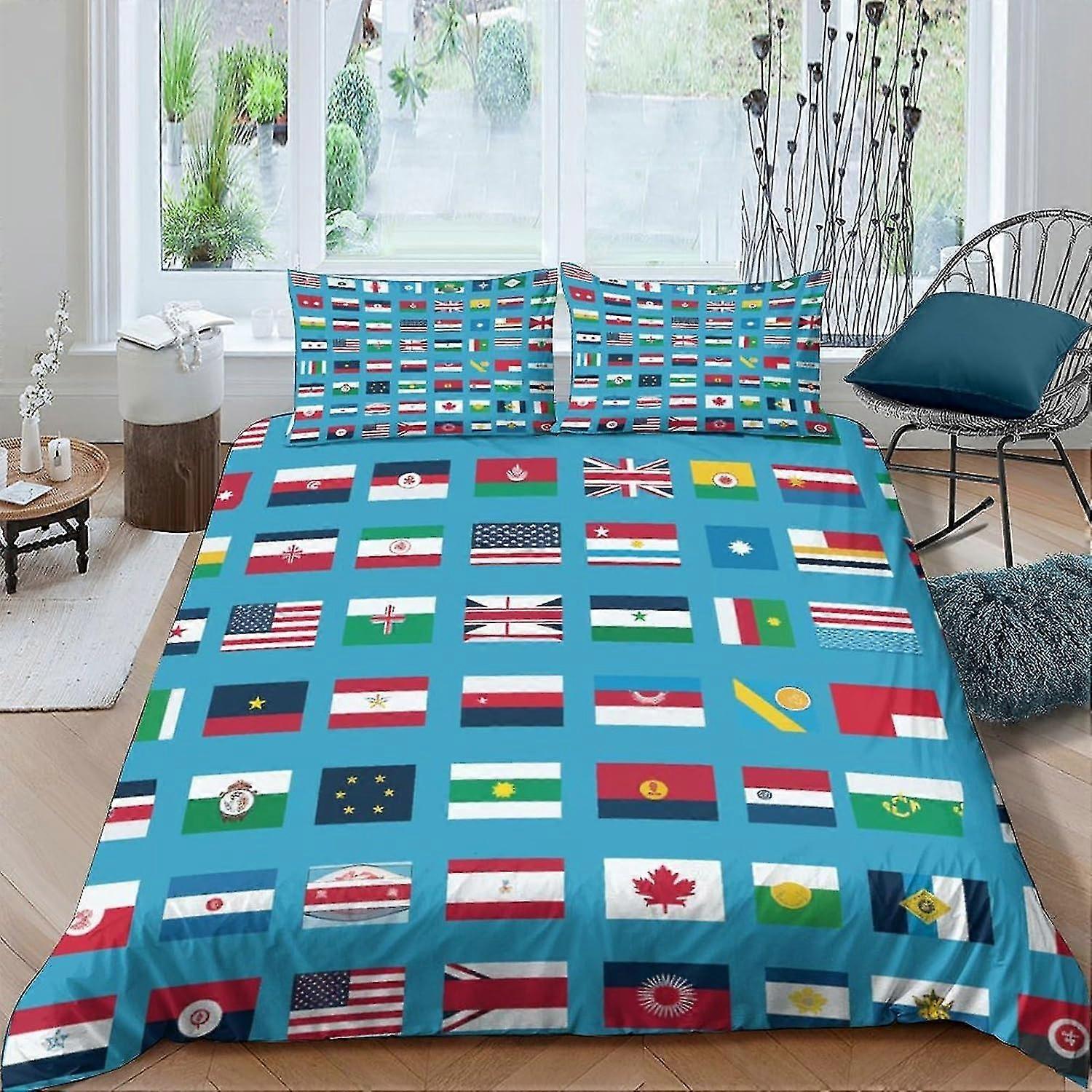 o2822 ملاءات السرير الأعلام الوطنية غطاء لحاف 3 قطع مجموعة من جانب واحد ناعم جودة فندق الألياف الدقيقة غطاء لحاف مع سحاب إغلاق الفراش مجموعة سرير مزدوج