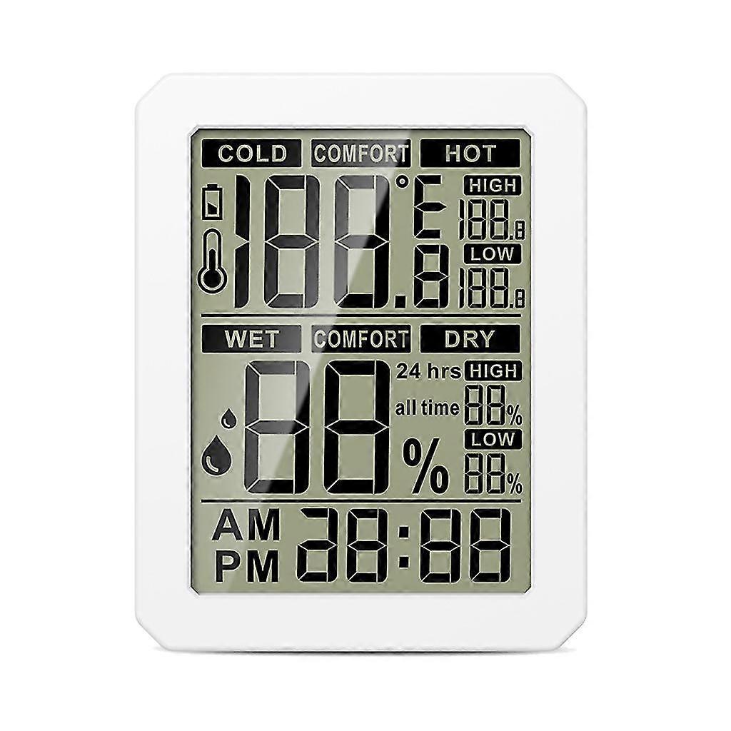 Electronic Thermometer Hygrometer Humidity Sensor Temperature Gauge For Baby Room With Low Battery Alarm & Time Display