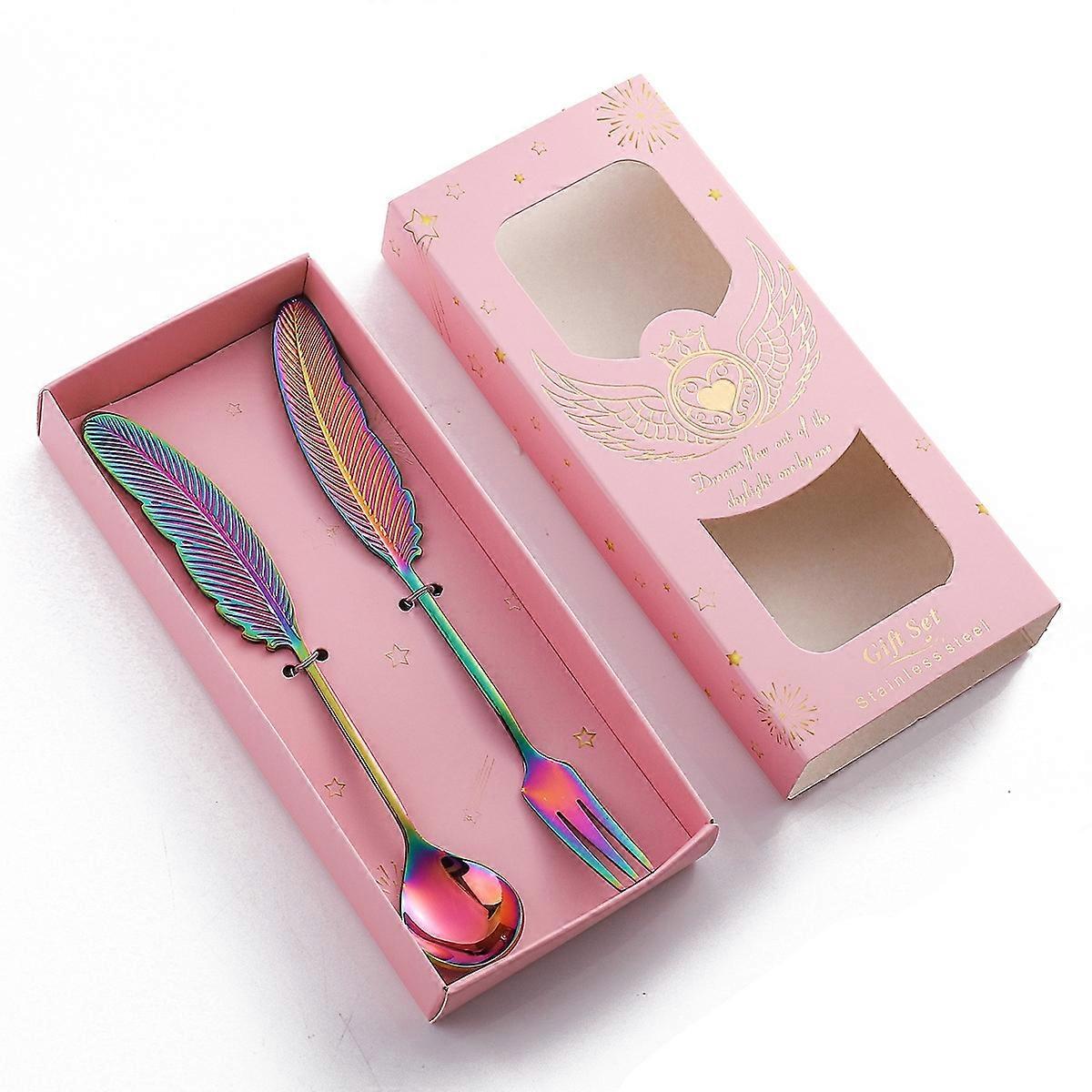 Stainless Ste Tableware ,Style: 2 In 1 Dazzle-Pink Box