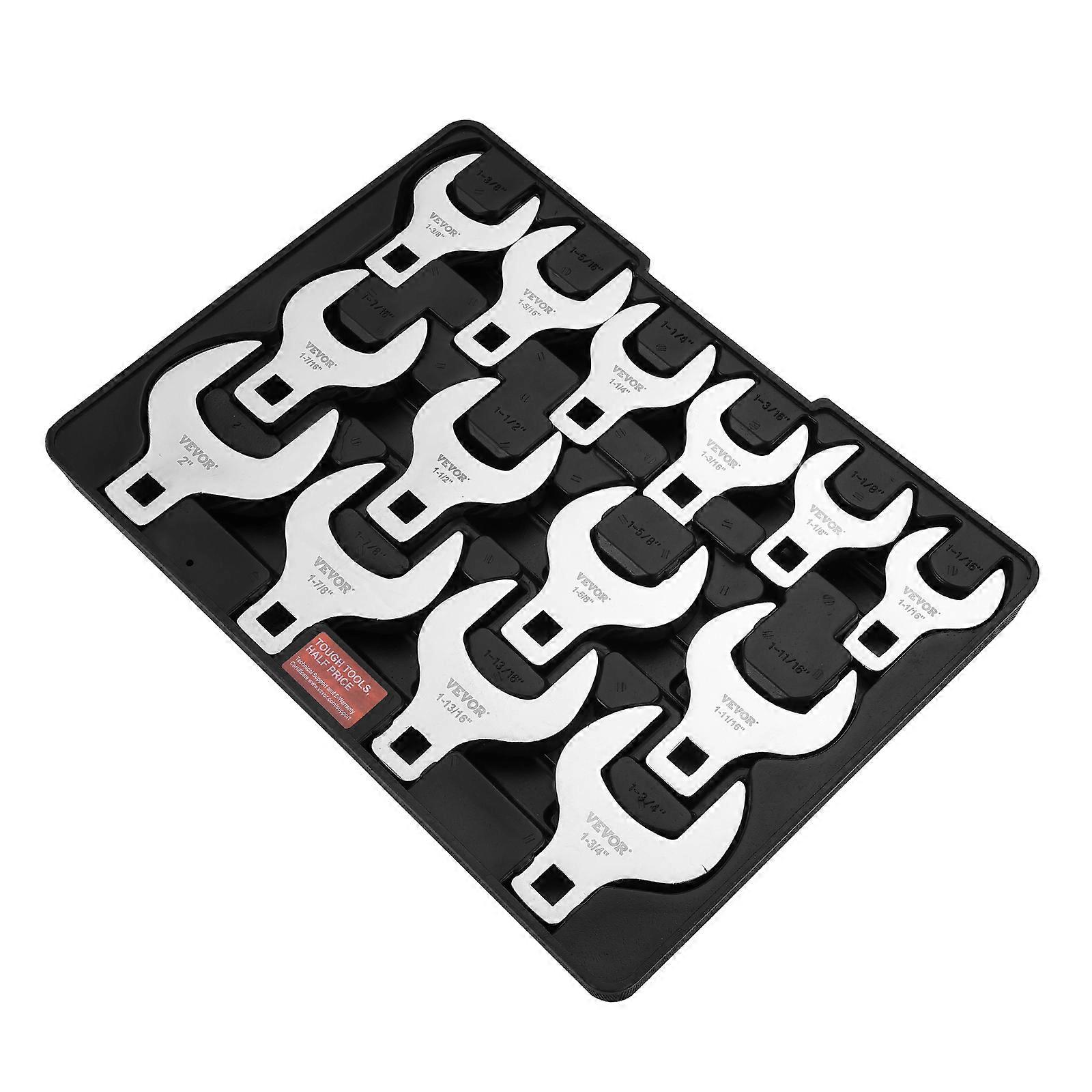 Crowfoot Wrench Set, 1/2" Drive 14-Piece SAE (1-1/16" - 2") Crows Foot Wrench Set ,with Laser Etched Sizing, for Mechanical Maintenance