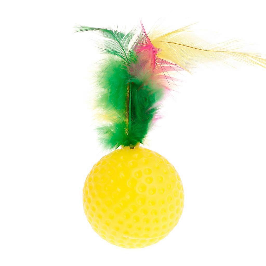 for Cat Squeaky Ball Feather Golf Ball Pet Interactive Toy Fetching & Chewing Ba