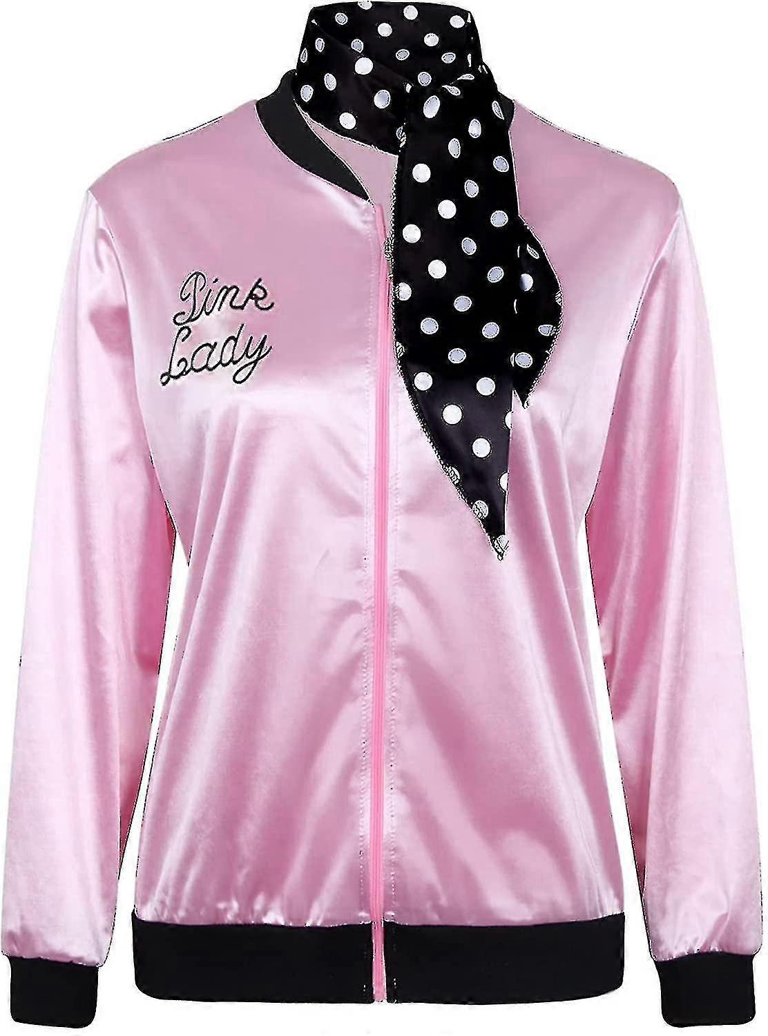 נולד יפה 1950 נשים ליידי בנות ז'קט סאטן ורוד ליל כל הקדושים תחפושות קוספליי שמלה מפוארת מעיל עם צעיף צוואר