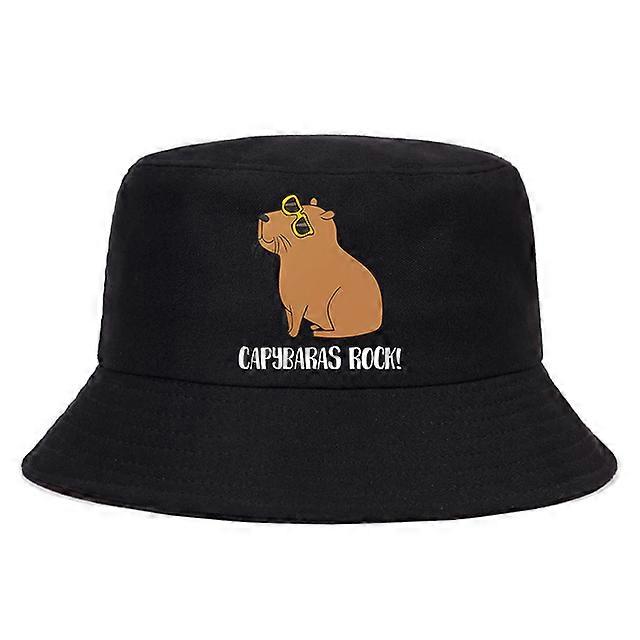 面白い動物カピバラサマーハットメンズパナマバケットキャップデザインフラットバイザー帽子原宿90年代漁師帽子バケット帽子