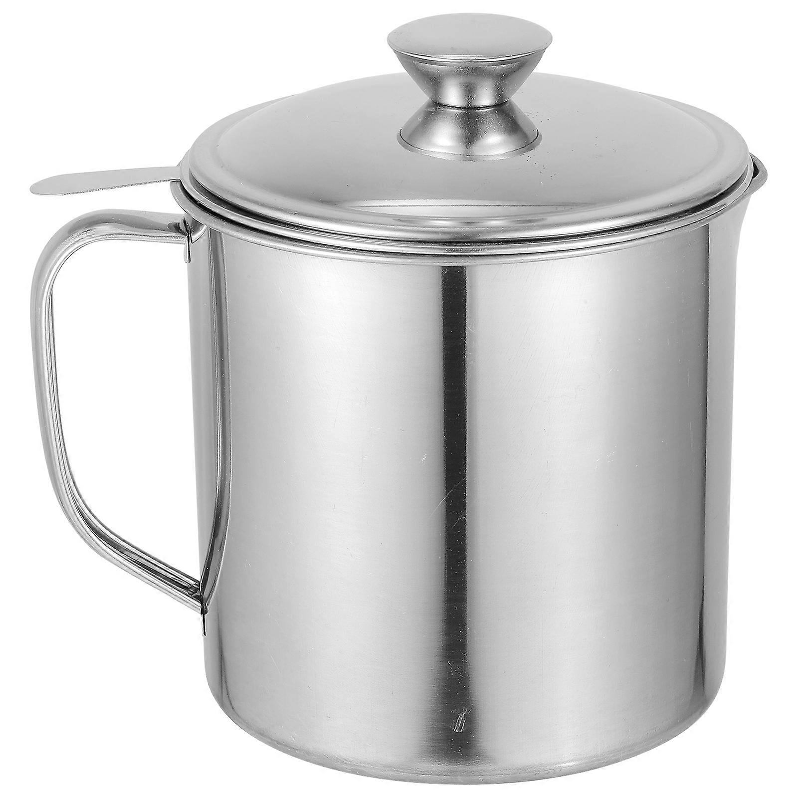 Bacon Grease Container with Strainer Stainless Steel Oil Pot Household Grease Container