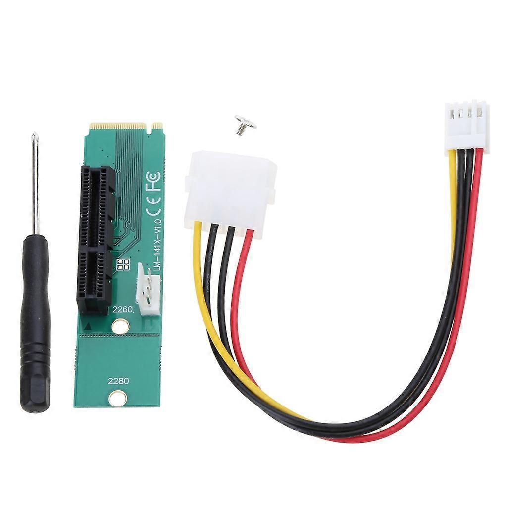 NGFF M2 to PCI-E 4X Riser Card Adapter with Power Cord Computer Accessories