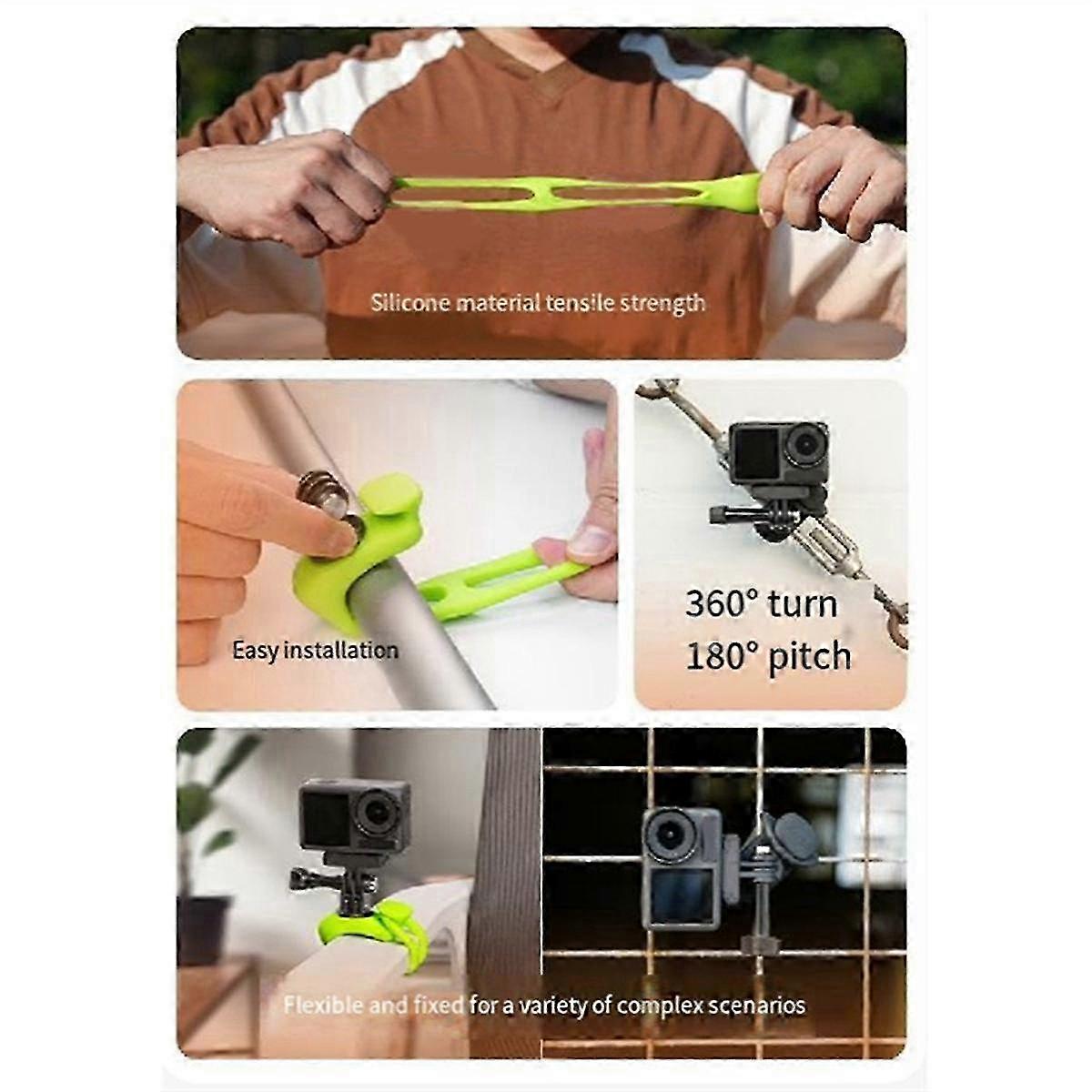 For Multi-functional Elastic Strap Action Fixing Bracket Multi-functional Silicone Elastic Mini Q Bracket, Gray