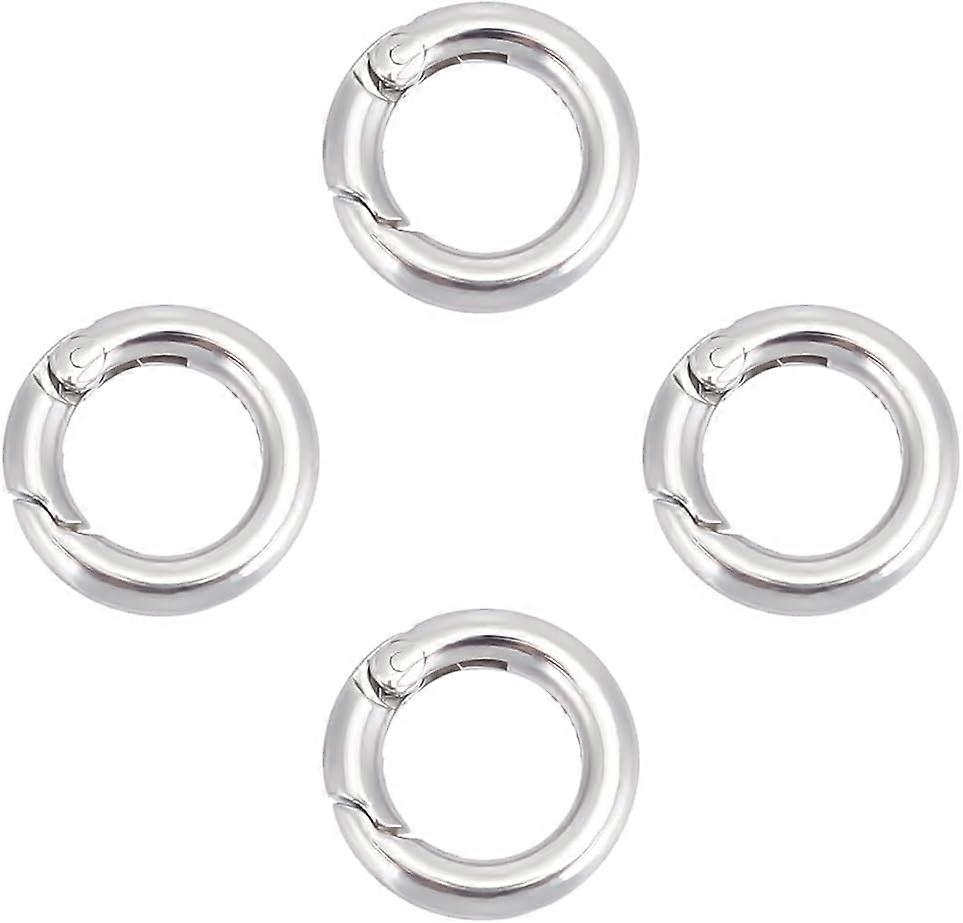 DIY 4Pcs 304 Stainless Steel Spring Gate Rings Round Ring Springring Trigger Clasp Spring Snap Clip Hooks Metal Split Rings Keyring Buckle for Jewelry