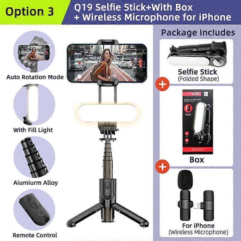 Gimbal Stabilizer Selfie Stick Tripod with Fill Light Wireless Bluetooth for HUAWEI IPhone 13 Cell Phone Smartphone