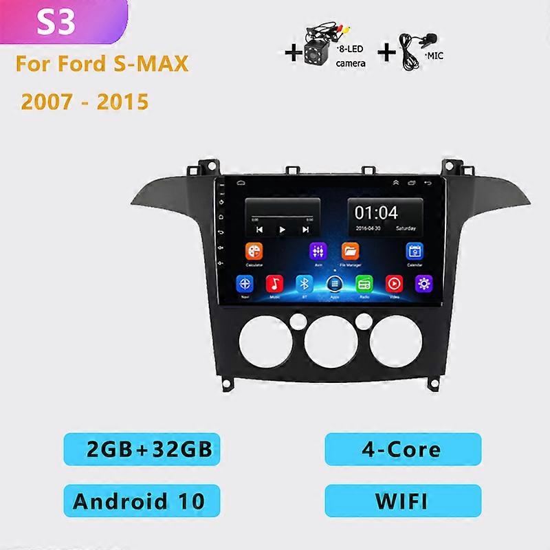 2DIN Android 10 Car Radio Stereo Multimedia Player 9 inch screen Carplay Auto BT WIFI GPS for Ford S-MAX S MAX 1 2006 - 2015