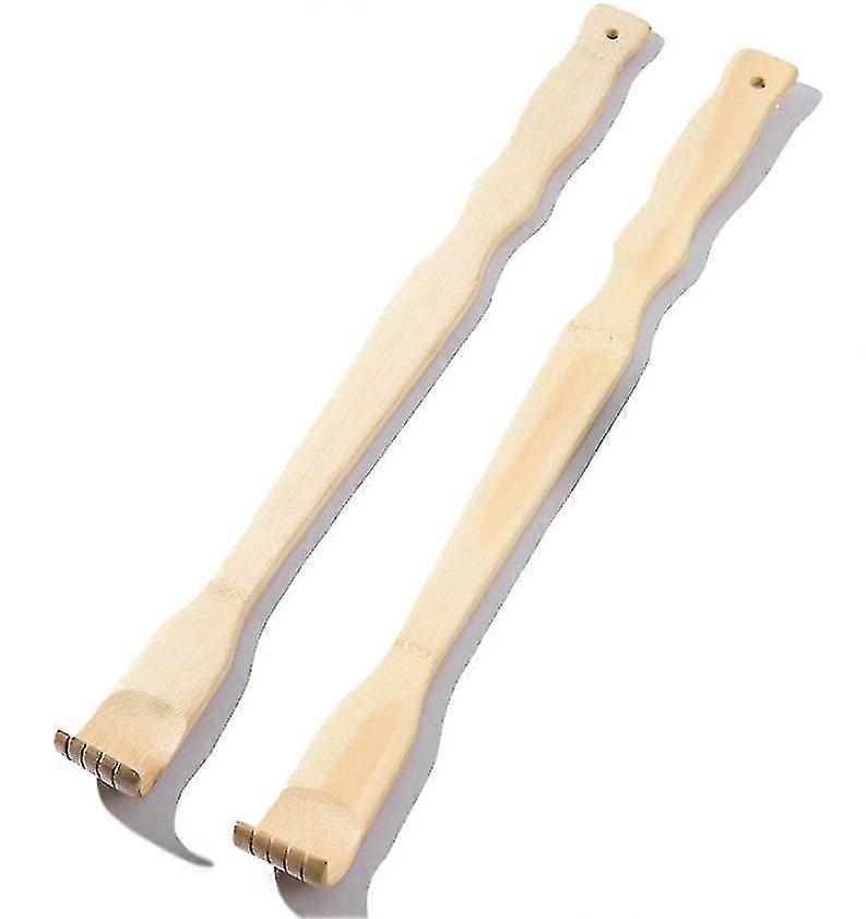 17in Bamboo Wood Back Scratcher Massager,self-massager Provide Instant Relief From Itching 2 Pack