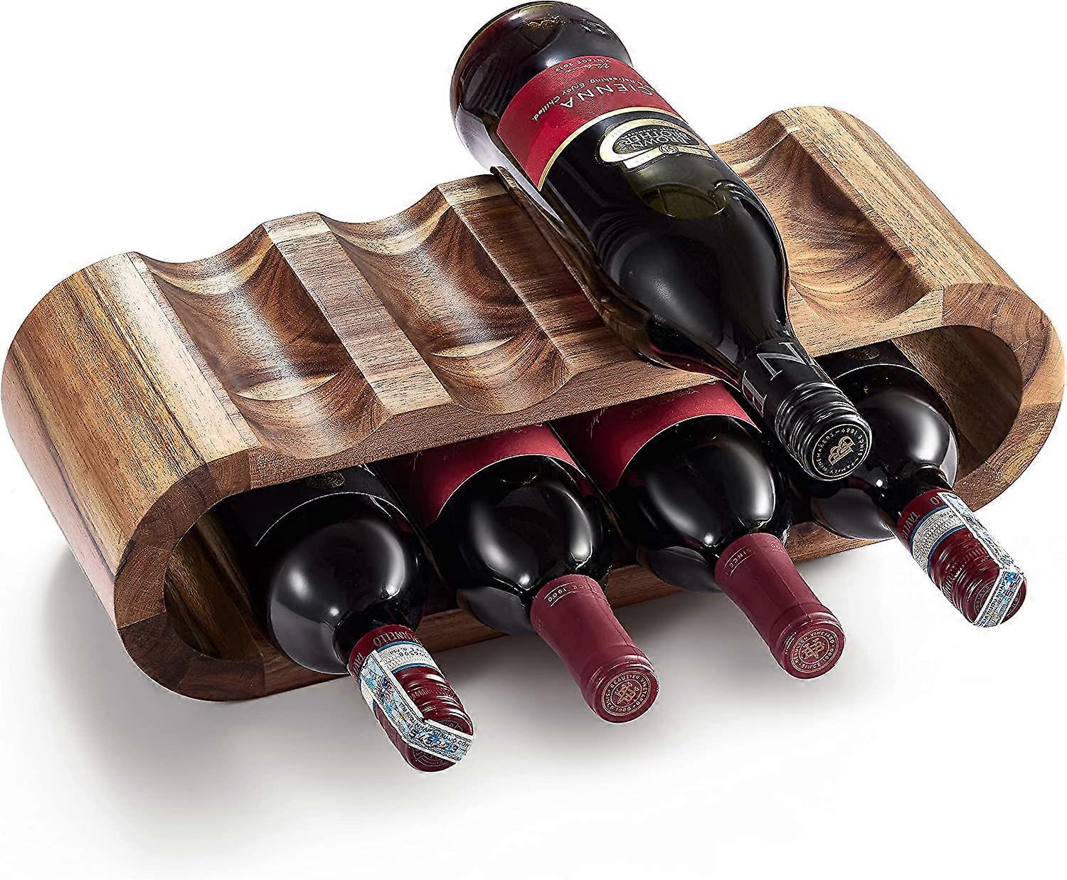 Free Standing Acacia Wood Wine Rack Storage, 8 Wine Bottle Holder Stand, Wine Shelf Organizer, Perfect for Home Dcor and Wine Gifts