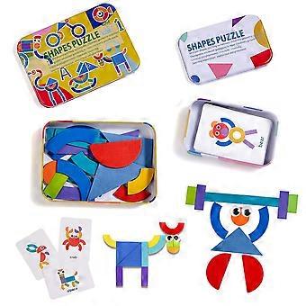Wooden Stacking and Sorting Jigsaw Puzzle Games for Kids Ages 3 and Up: Develops Coordination and Problem-Solving Skills with Colorful Animal Shapes a