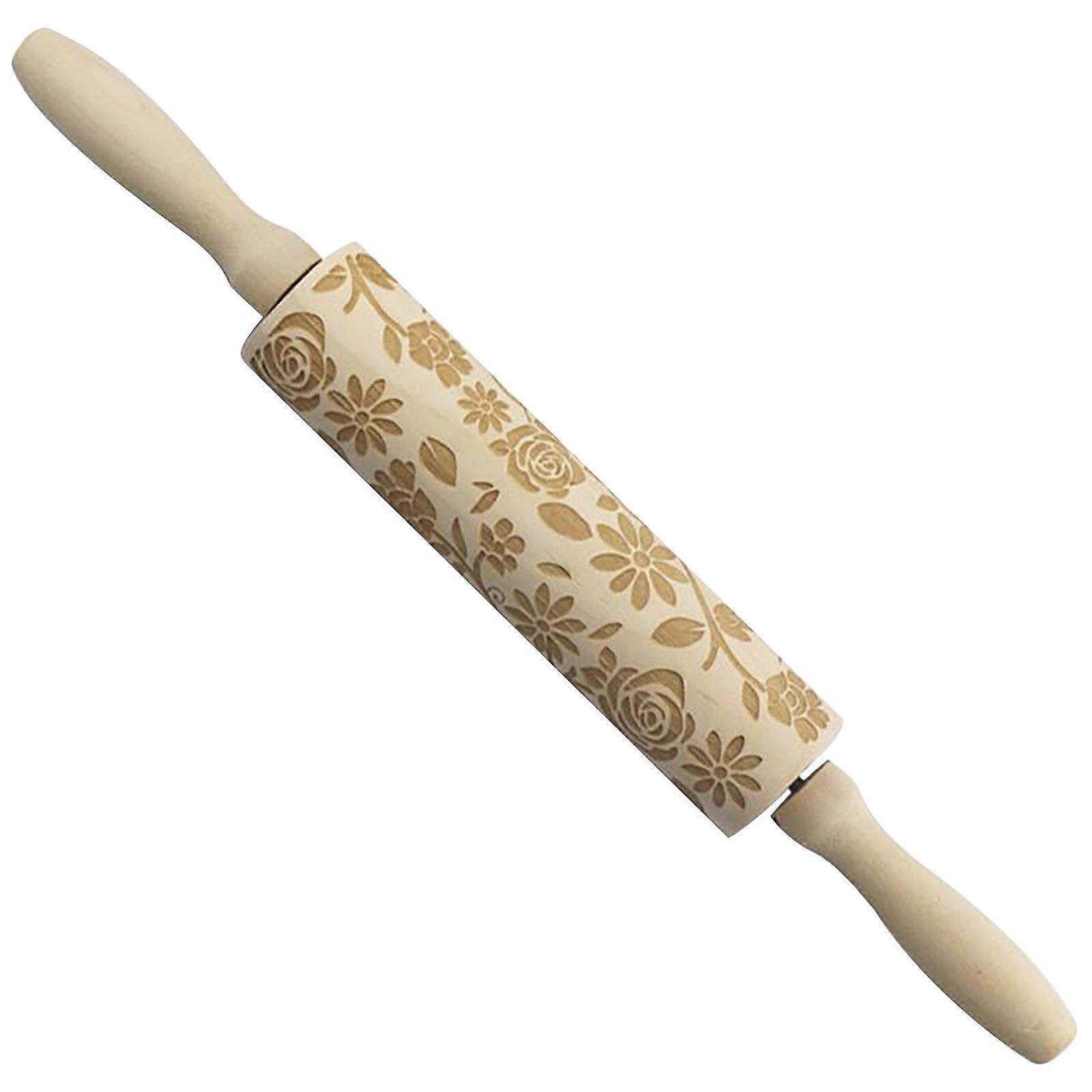 Various Patterns Of Rolling Pin Wooden Carved Cartoon  Dough Stick