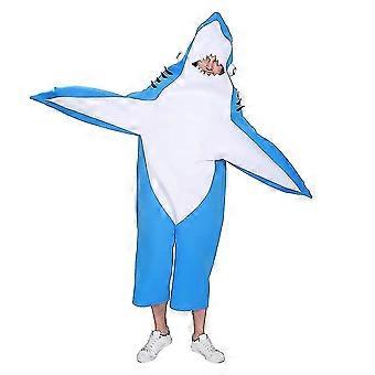 sazpajacos Animale Squalo Costume Halloween Cosplay Costume Unisex Adulto Squalo Tutina Pigiama Cartone Animato Feroce Squalo Costume Vestire Partito Costume per Le Donne Uomo, Blu S