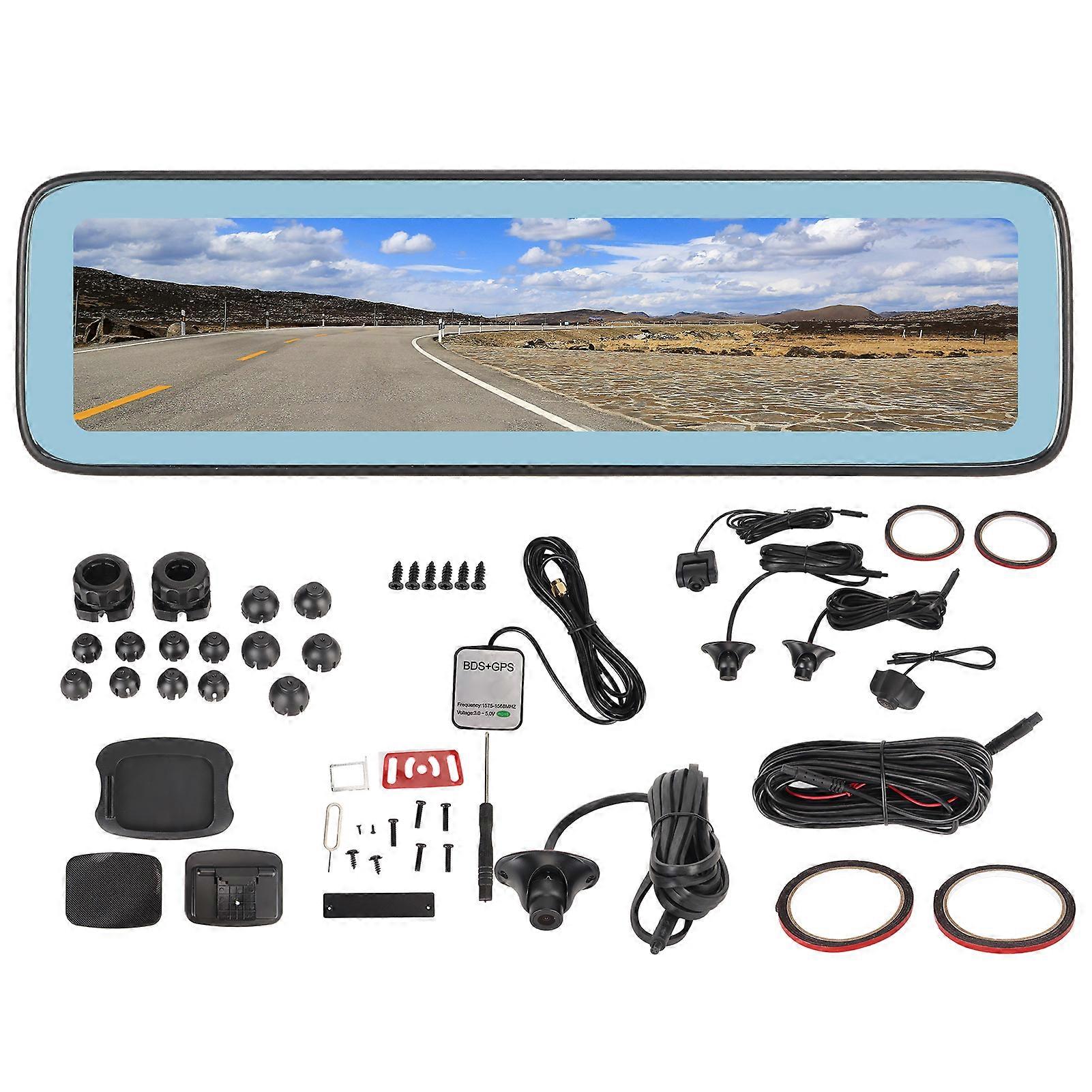 LCD Car Smart Screen Rearview Mirror 11.26in 360 APP Remote Control RV 4 Channel HD Rearview Mirror Camera 9-36V