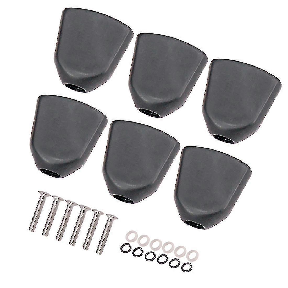 6 Pcs Jade Black Trapezoid Guitar Tuning Peg Key Tuners Handle Caps