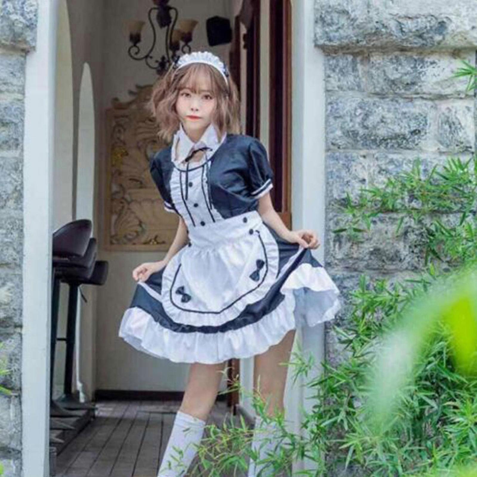 French Maid Kostüm 3-teilig – Dienstmädchen-Kleid Mit Schürze & Schleife, Cosplay-Outfit Für Damen, Größen M–XXL