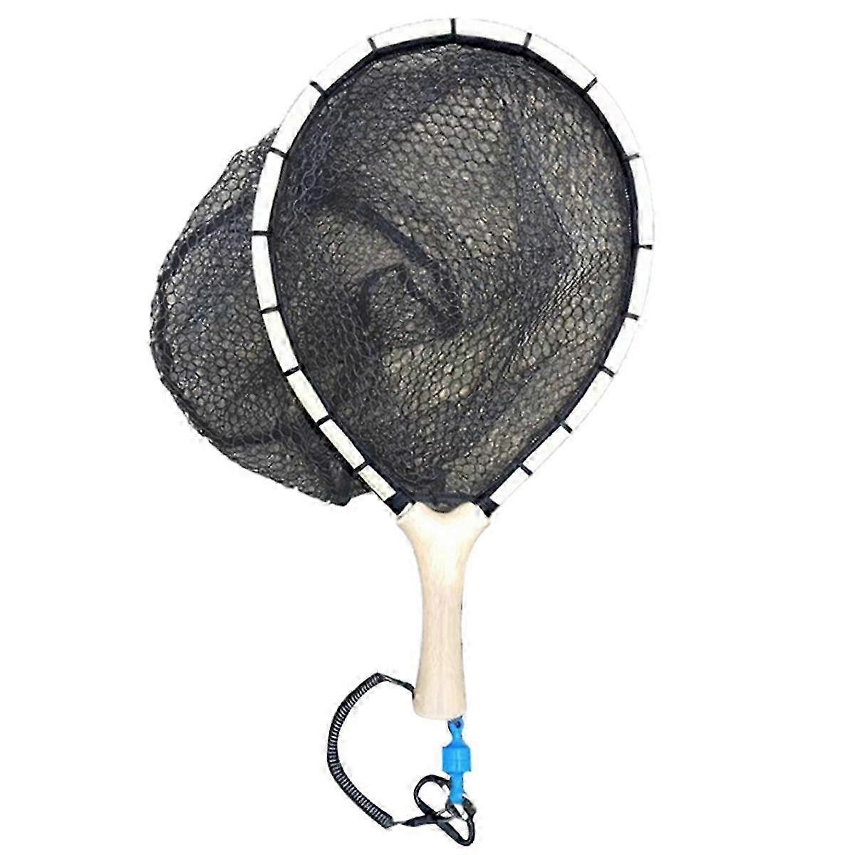 Nylon Fly Fishing Net ,wooden Non-slip Handle, Trout Mesh Tool, Fish Catch Release Scoop, Straight Handle Nets