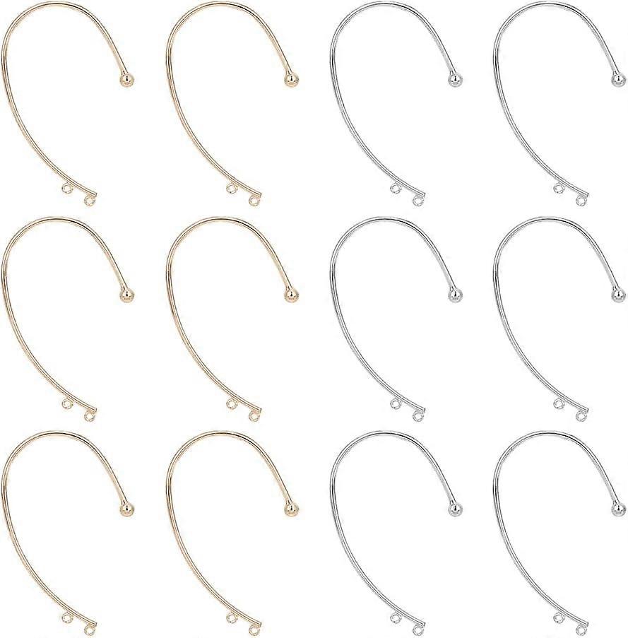 12Pcs 2 Color DIY Ear Cuff Brass Earring Cuffs Tassel Ear Wrap Earring Cuffs Accessaries with 2 Loop 53mm Long Ear Cuff for Non Piercing Earring Makin
