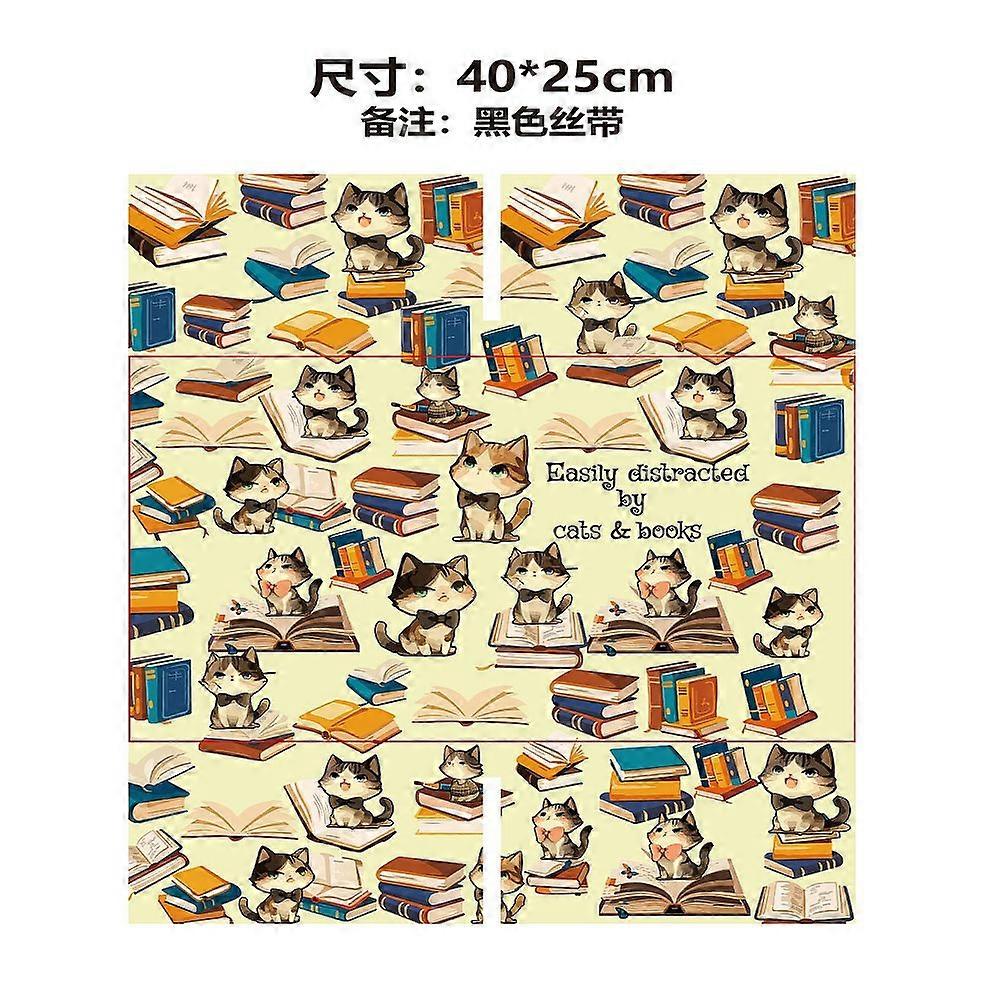 Polyester Book Covers Elastic Notebook Wraps Rectangle Cat Shape 400x250mm