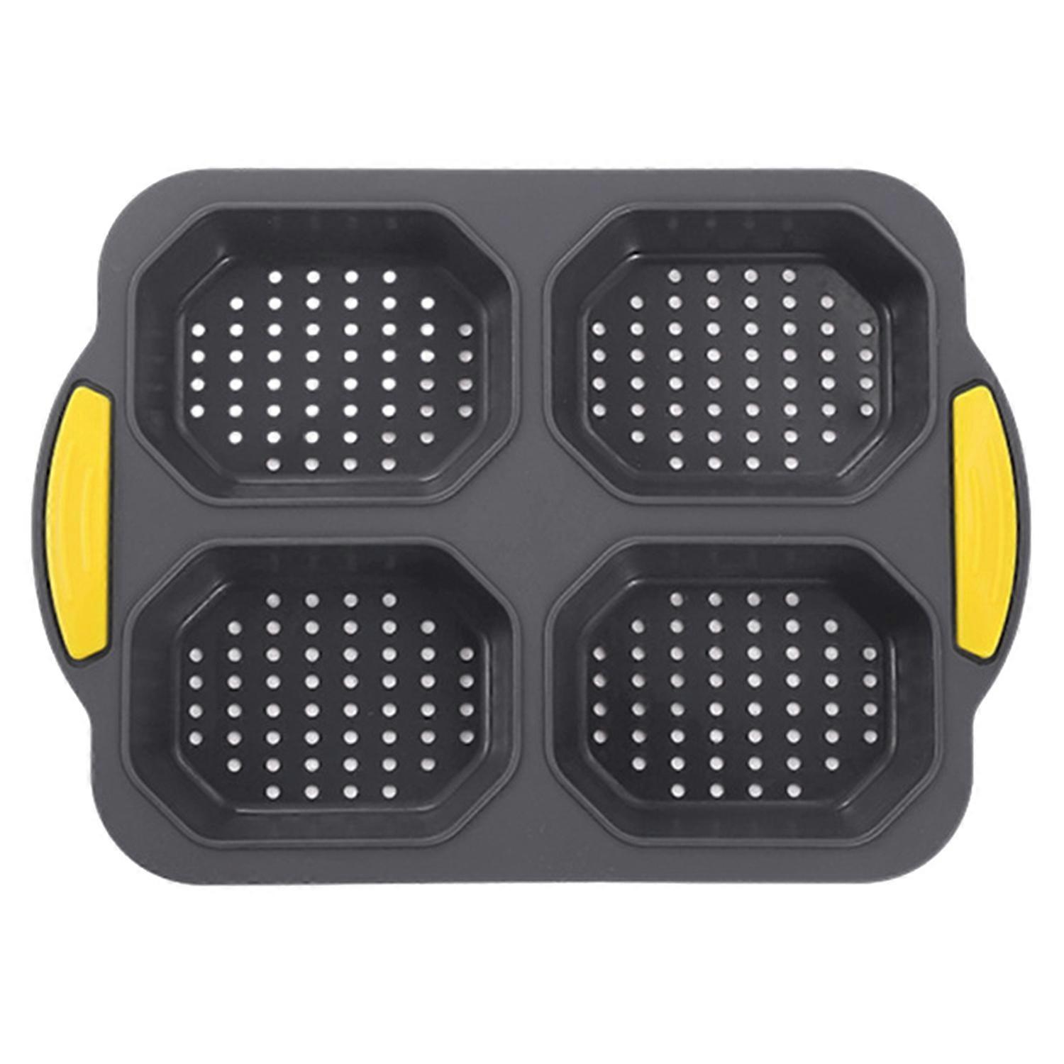 Bread Mold Heat Resistant Non-stick Pastry Mold Silicone Bread Baking Mold with 4 Grids for Home