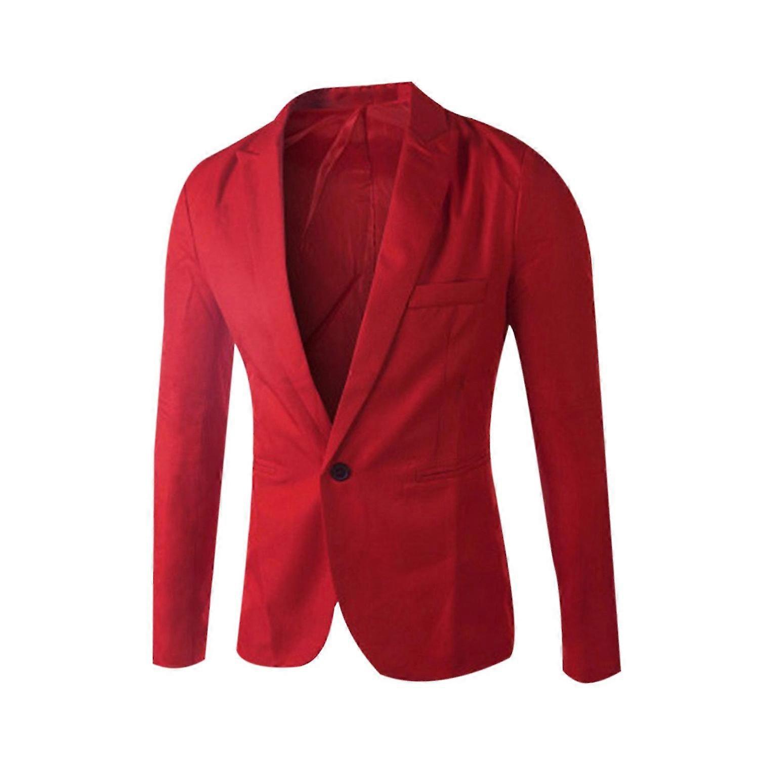 Men's Single Button Solid Color Casual Business Suit Top