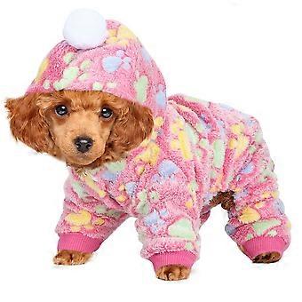 rosa roja pata de perro l otoño invierno ropa para mascotas mono pijama cálido ropa para perros gatos animales pequeños