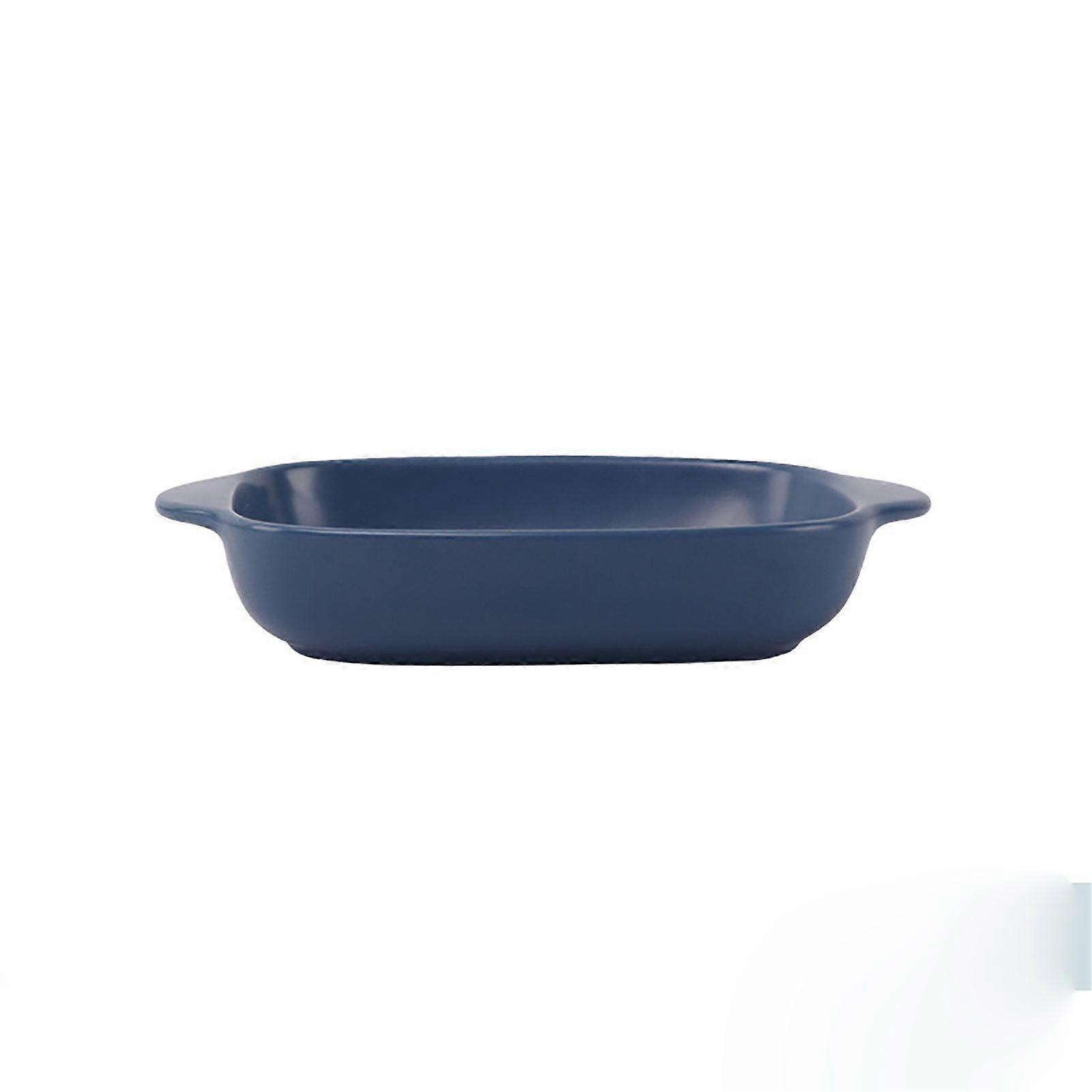 Baking Dish Easy Cleaning Frosted Texture Simple Style Rectangular Ceramic Baking Pan for Microwave OvenBlue