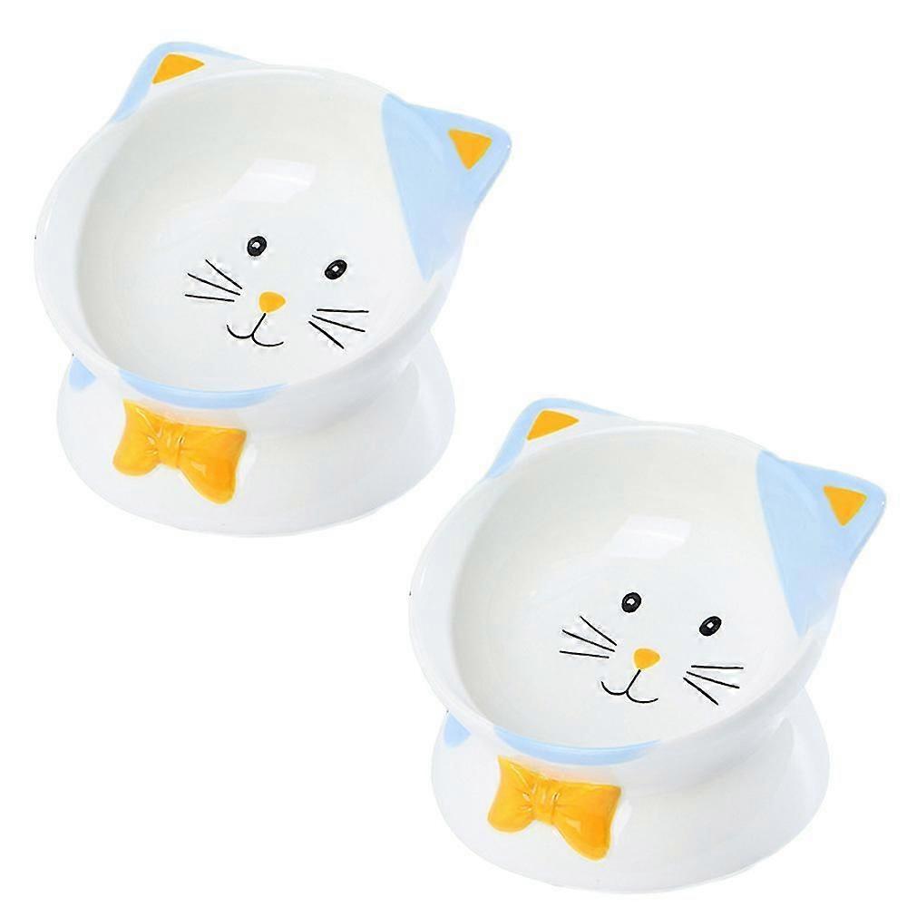 2pcs ls Ceramic Raised l Tilted Protect 's Spine, Stress Free, Prevent Vomiting