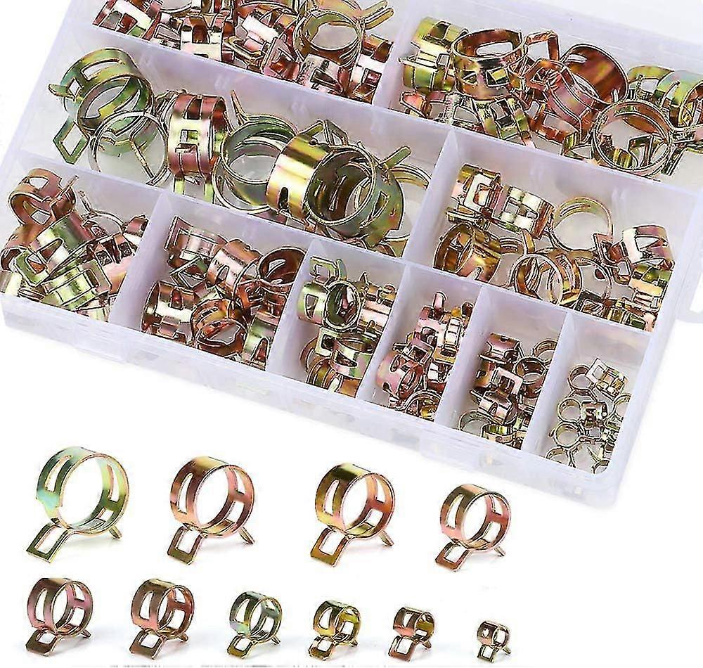 Fuel Hose Spring Clip Clamps, Set Of 100 Hose Clamps With Storage Box For Securing Fuel Hoses