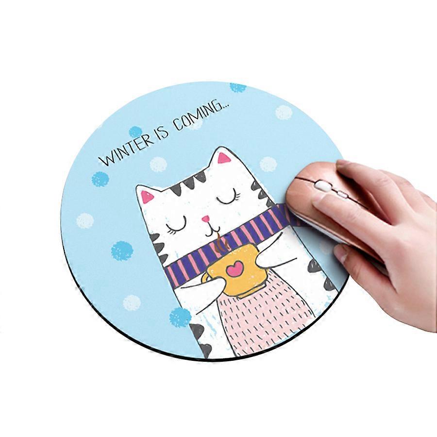 Cute Fat Cat Round Mouse Pad, Perfect for Work and Play, 20cm