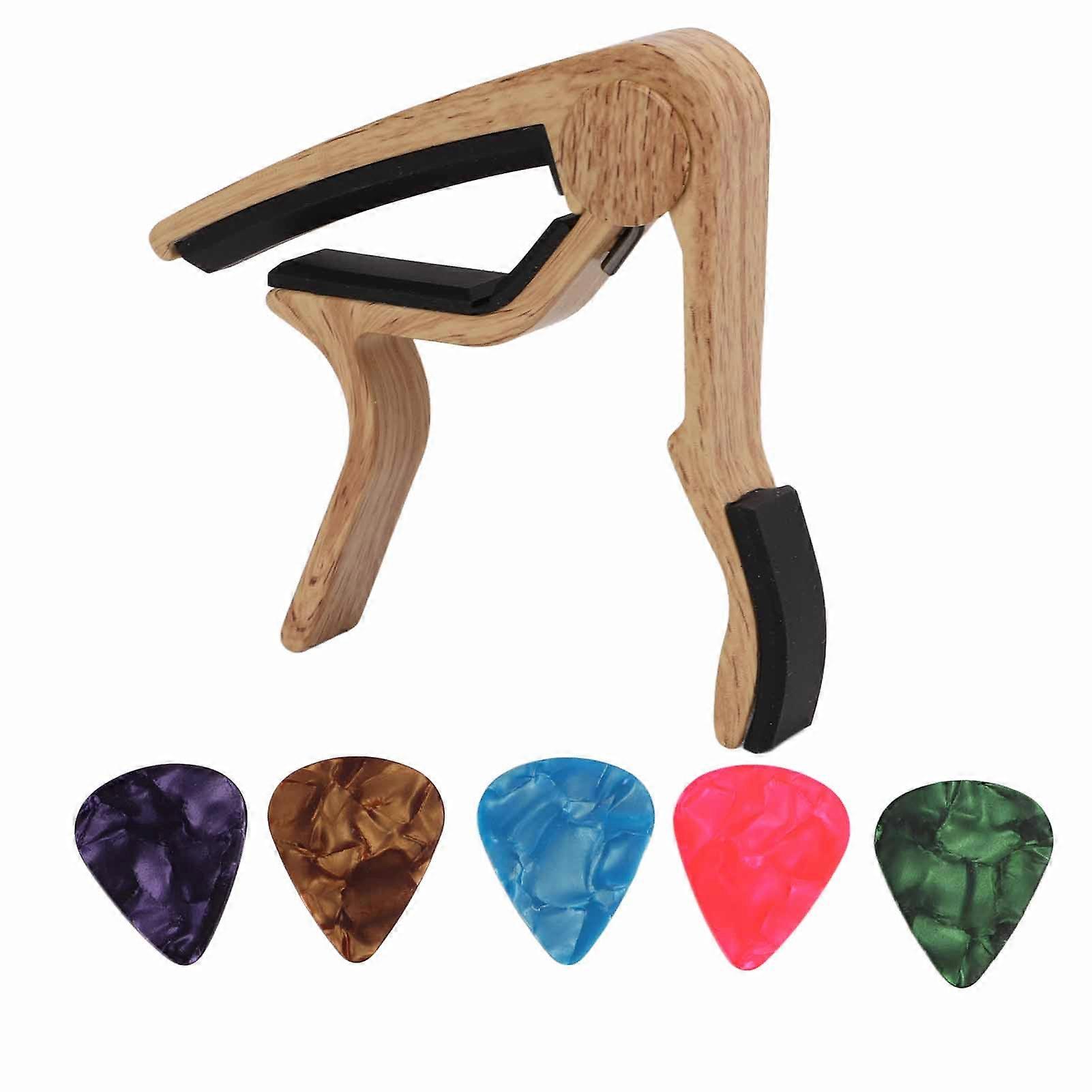 Capo Quick Release String Clamp Accessory Set Kit with 5Pcs Guitar Pick for Bass Banjo